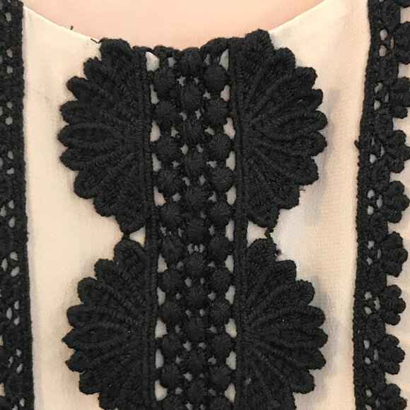 eci NEW YORK dress mini women's S/M silk beige/black tiered boho hippie Y2K - Picture 3 of 9